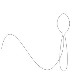 Spoon silhouette line drawing, vector illustration