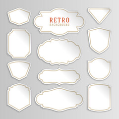 Vintage white vector stickers and labels set with frames