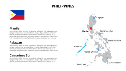 Philippines vector map infographic template divided by states, regions or provinces. Slide presentation