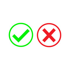 checkmark cross icon for flat design website, or application