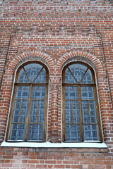 Fototapeta na wymiar Windows of Temple of the Mother of God in Sviyazhsk