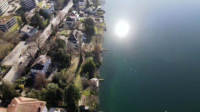 Drone footage of the city of Zug, Switzerland. 