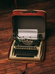 typewriter retro style nostalgia journalist technology technology wood background