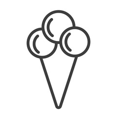 Delicious cold ice cream in an edible waffle glass. Simple food icon in trendy line style isolated on white background for web apps and mobile concept