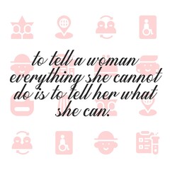 Happy women day quote. Editable vector illustration.