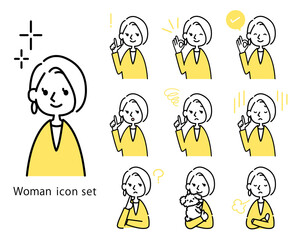 女性のプライベート　ポーズ　ライフスタイルのベクターイラスト