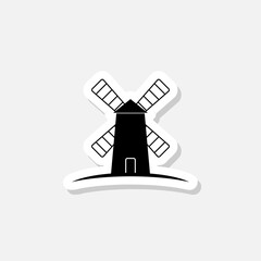 Windmill sticker icon isolated on white background
