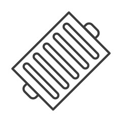 Obraz premium Frying pan with grill strips. Simple food icon in trendy line style isolated on white background for web apps and mobile concept. Vector Illustration