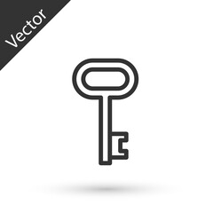 Grey line House key icon isolated on white background. Vector.