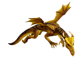 3D Rendering Fairy Tale Dragon on White