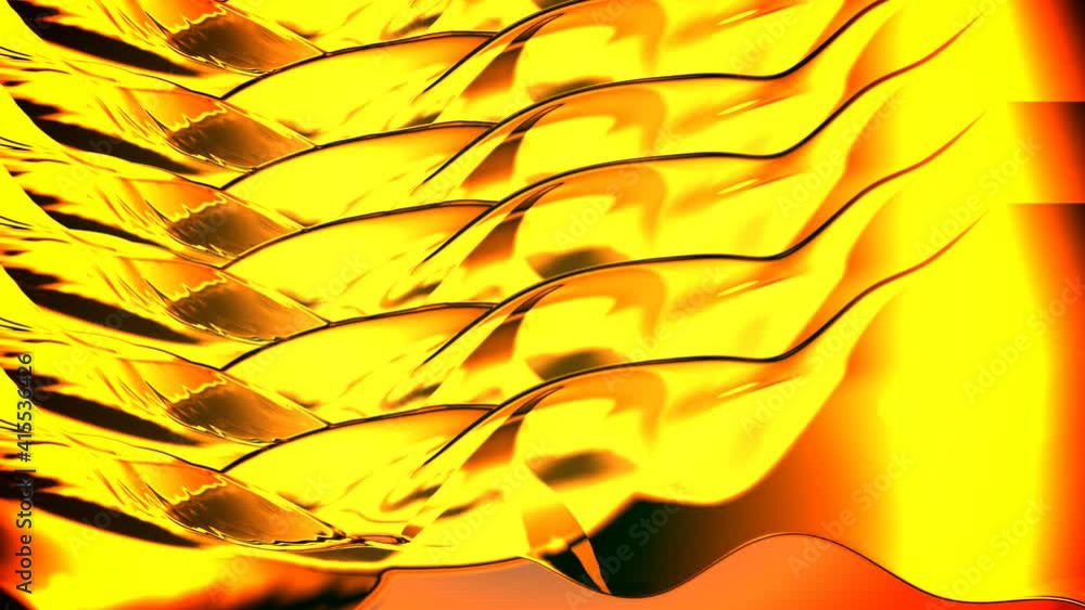 Aufkleber abstract animation of golden liquid waves. seamless loop.