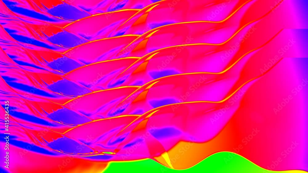 Poster abstract colorful animation of liquid waves. seamless loop.