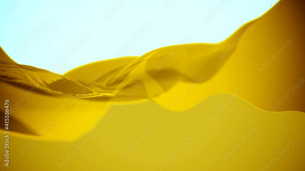 Poster yellow liquid surface loop 3d rendering animation.