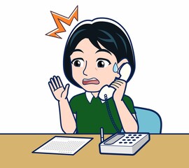 デスクワークをする若い女性