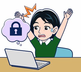 デスクワークをする若い女性