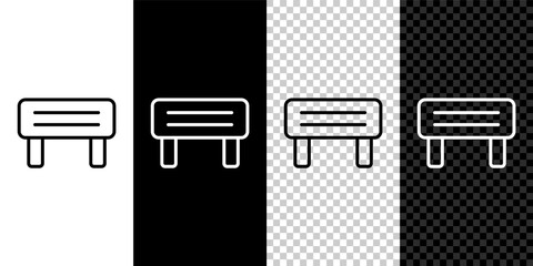Set line Sauna wood bench icon isolated on black and white,transparent background. Vector.