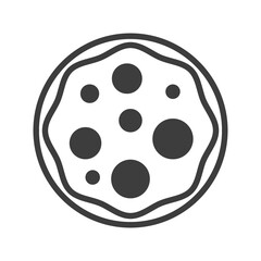 Slice from round pizza with tomato. Simple food icon in trendy line style isolated on white background for web apps and mobile concept. Vector Illustration