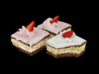 cake with cream and strawberries