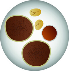 Morning breakfast consisting of bananas, pancakes and honey