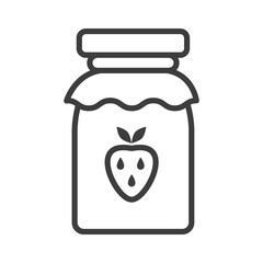 Strawberry jam jar. Simple food icon in trendy style isolated on white background for web apps and mobile concept. Vector Illustration