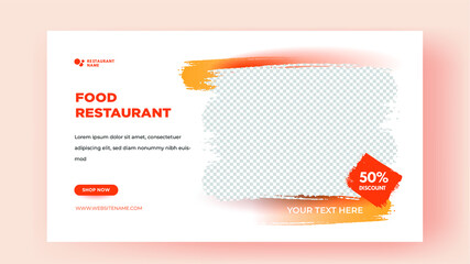 Social media banner template. restaurant food. with a grunge shape Premium Vector
