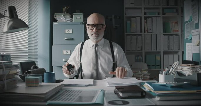 Office worker doing a repetitive work