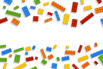 Vector background.  Plastic toy bricks. Top view. 