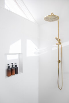 Simple White Bathroom Shower Interior