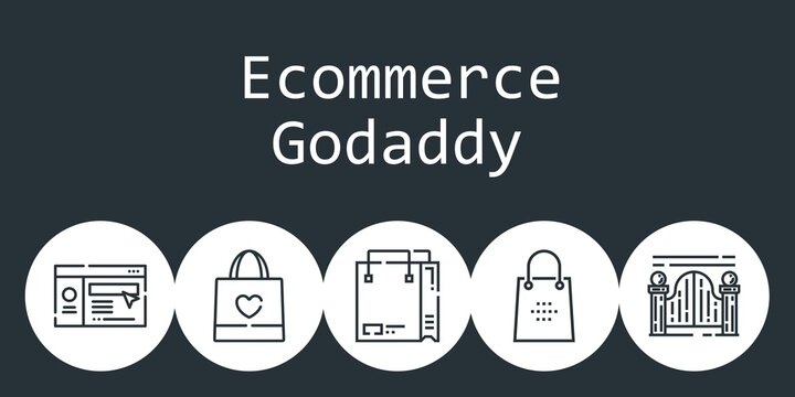 ecommerce godaddy background concept with ecommerce godaddy icons. Icons related shopping bag, website, gateway
