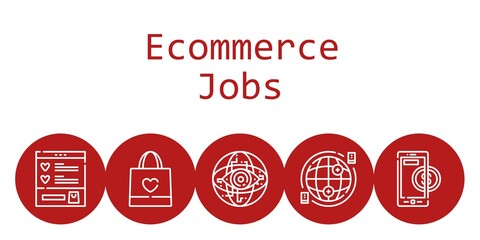 ecommerce jobs background concept with ecommerce jobs icons. Icons related shopping bag, wishlist, internet, online payment