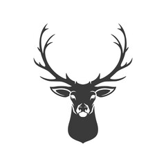Deer head silhouette isolated on white background vector object