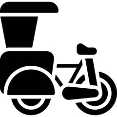 Cycle rickshaw icon, transportation related vector
