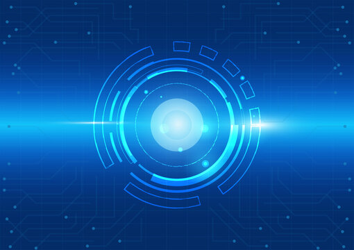 Blue circle an circuit electronic technology abstract technology innovation concept vector background and glowing light with some elements of this image 