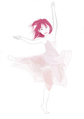 華麗にダンスをする美少女イラスト