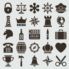 Vintage stickers vector icons. Brown barrel and crown padlock label.