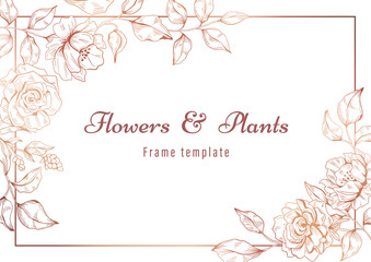 Flowers and plants frame template