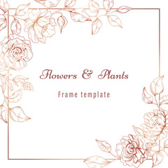 Flowers and plants frame template