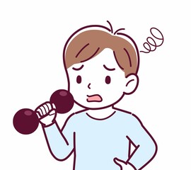 Cheerful boy in blue clothes