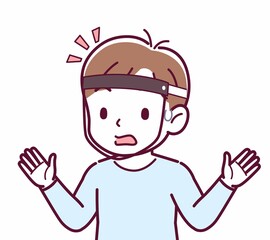 Cheerful boy in blue clothes