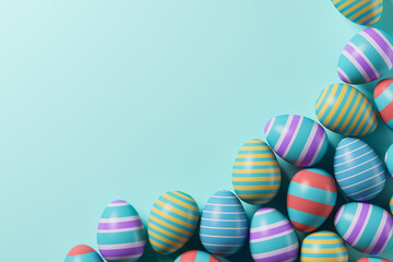 Coloured eggs in foil on a blue background