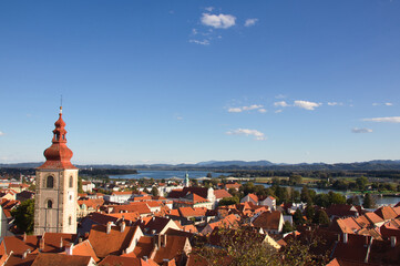 Fototapeta premium Church and old city of Slovenia town - Ptuj