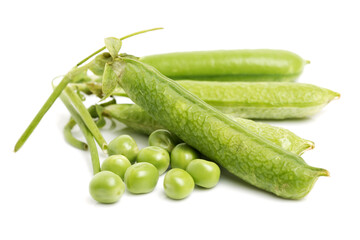 Fresh peas isolated on white background 