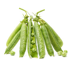 Fresh peas isolated on white background 
