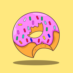 Illustrarion: Glazed donut with sprinkles and yellow background.