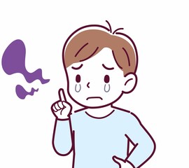 Obraz premium Cheerful boy in blue clothes