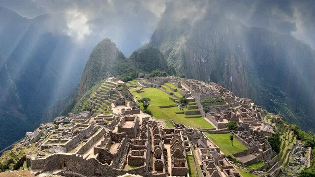 Machu Picchu - View of the ancient city through ruins window