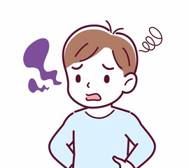 Cheerful boy in blue clothes