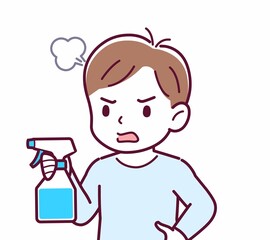 Cheerful boy in blue clothes