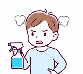 Cheerful boy in blue clothes