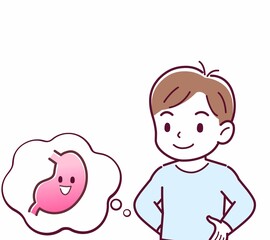 Cheerful boy in blue clothes